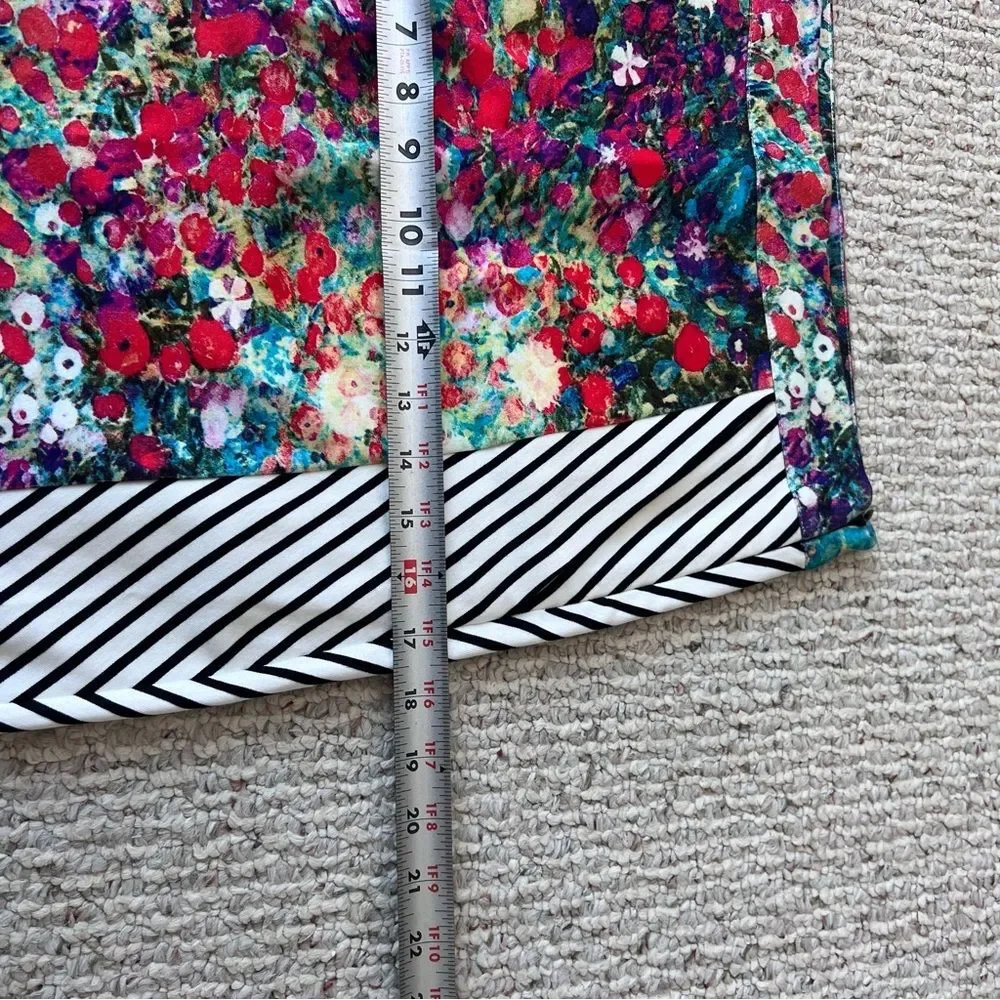 Anthropologie Tabitha Floral Watercolor Striped Pencil Skirt